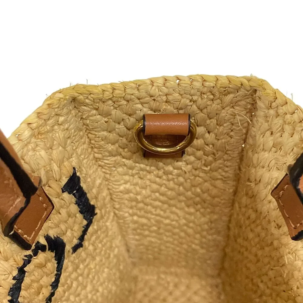 Loewe Standard A5 Handbag A563S30X05 Beige Black Brown Raffia Leather